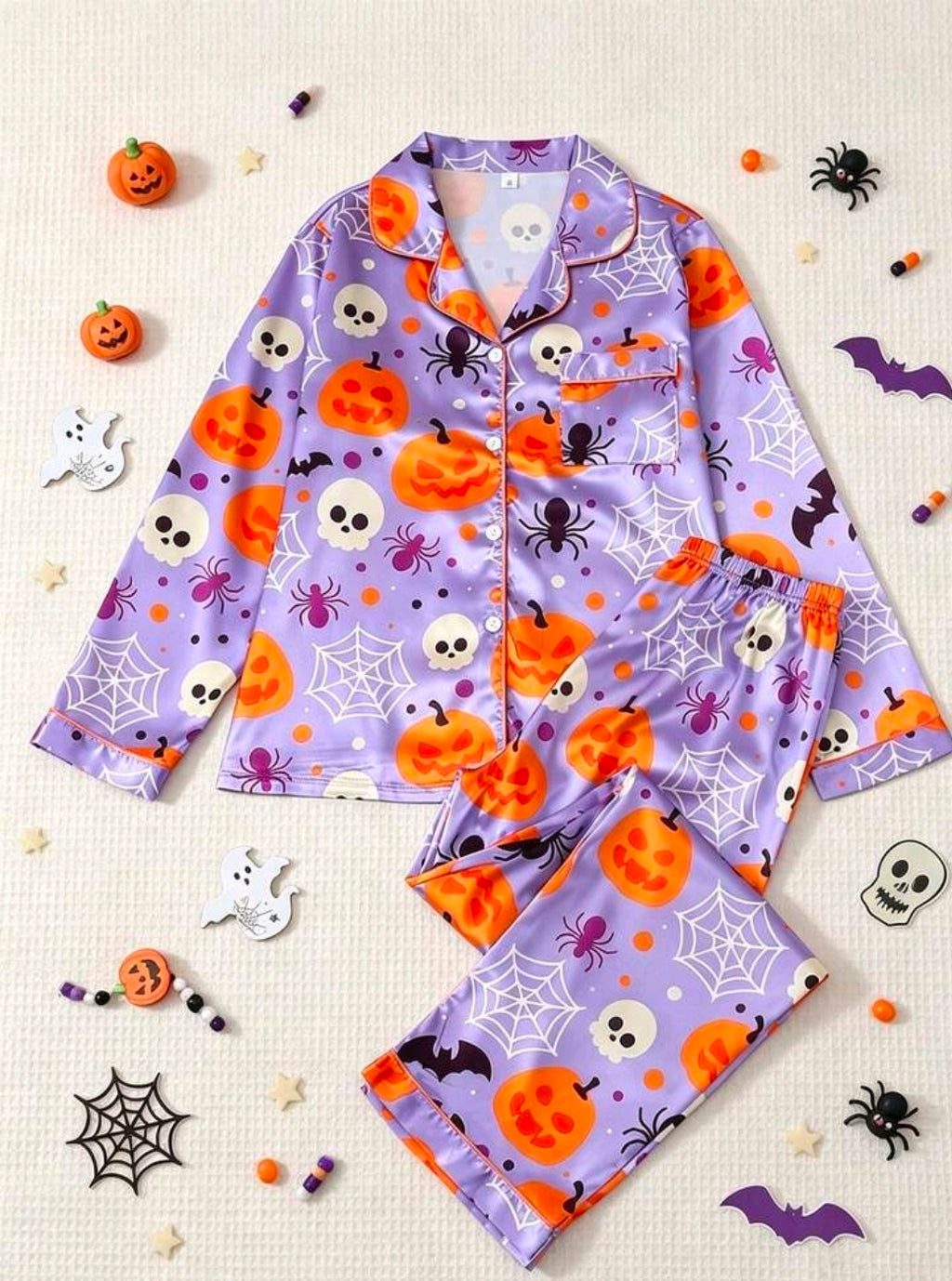 Satin Halloween Pants Set