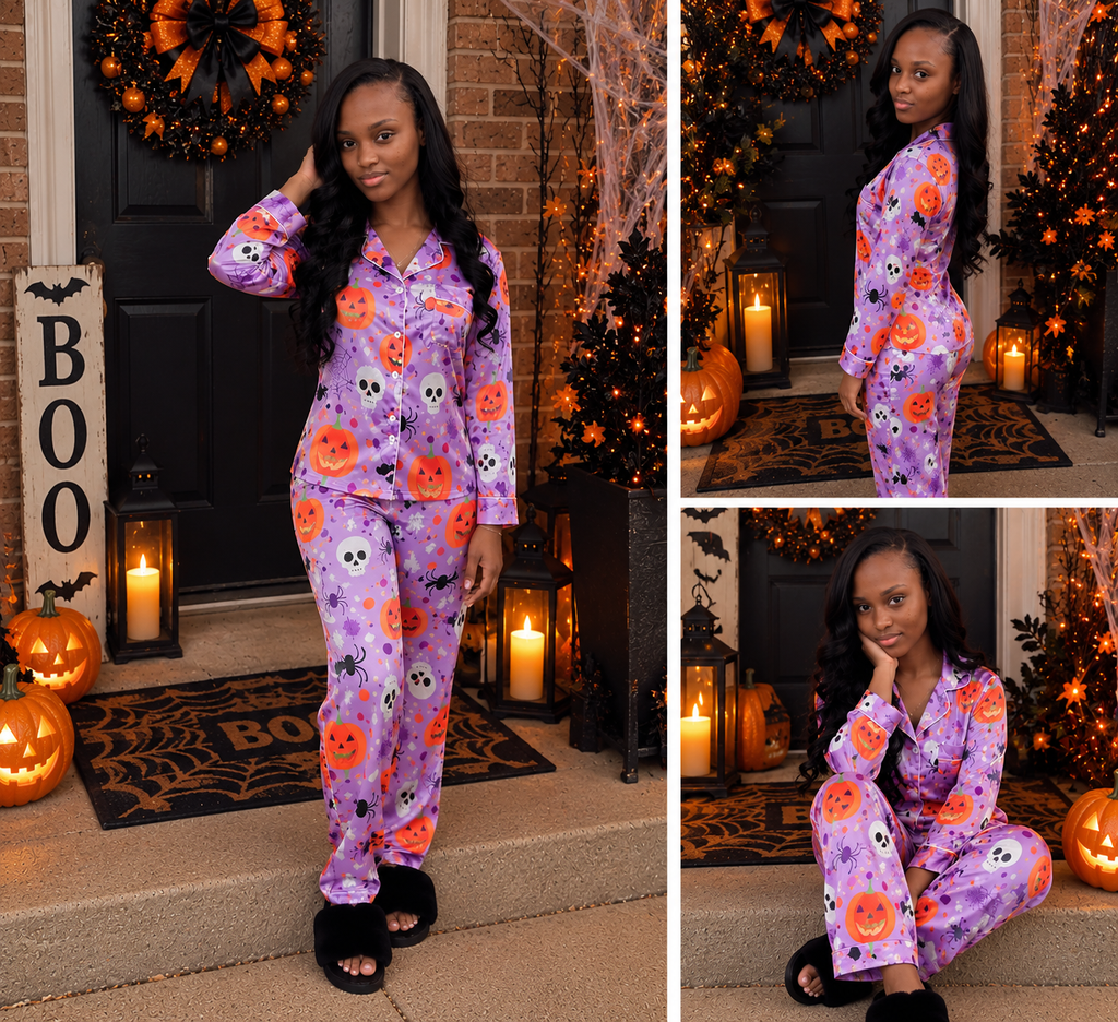 Satin Halloween Pants Set