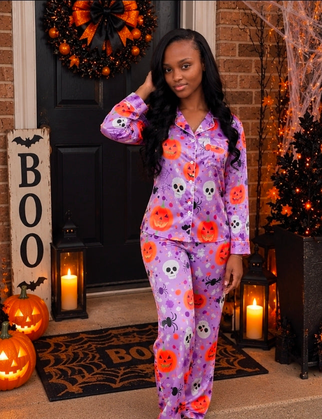 Satin Halloween Pants Set
